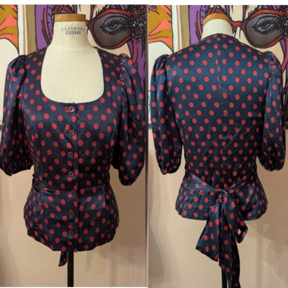 BETSEY JOHNSON - Size Medium - Navy & Red Blouse - Picture 1 of 1